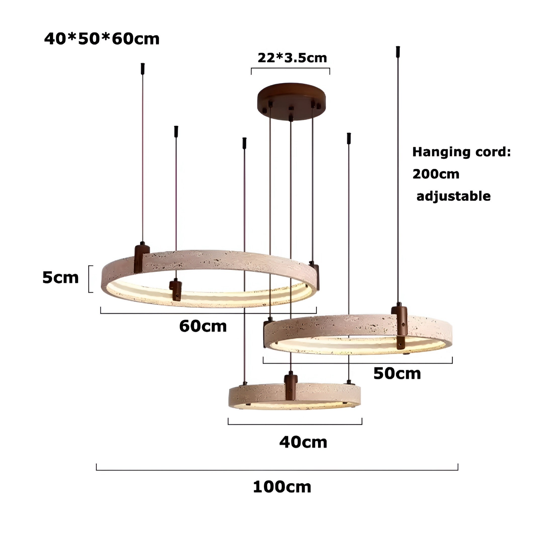 Eenvoudige ronde travertijn hanglamp HL974