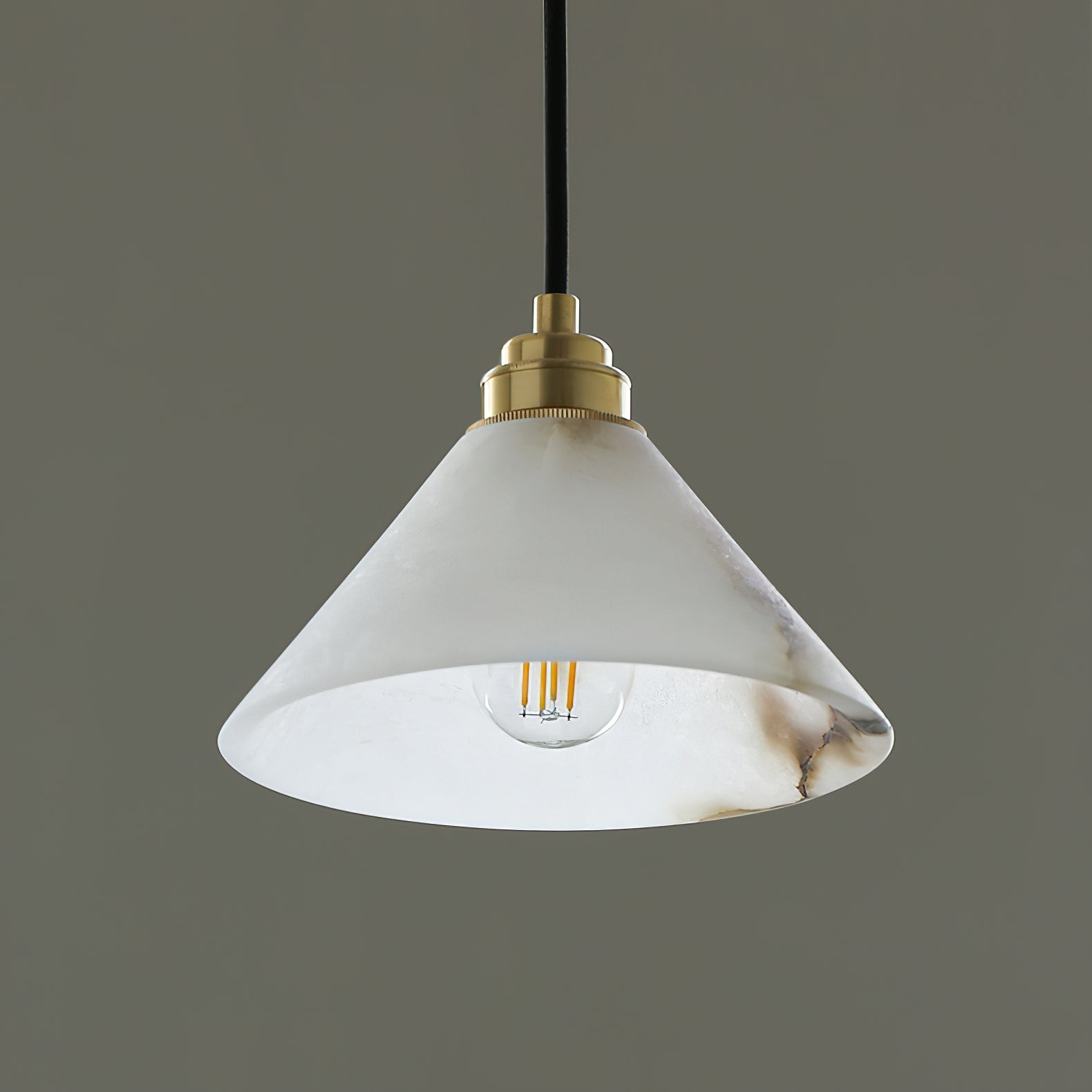 Conische messing albasten hanglamp HL2978