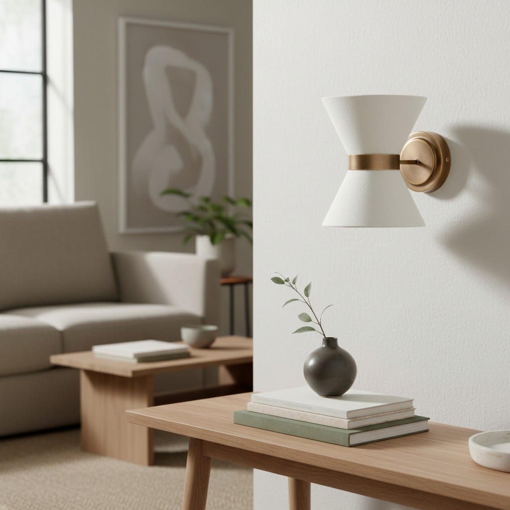 Ankora wandlamp - Lampenkap met strikdesign van linnen en verouderd messing, geschikt voor de hal HL1920