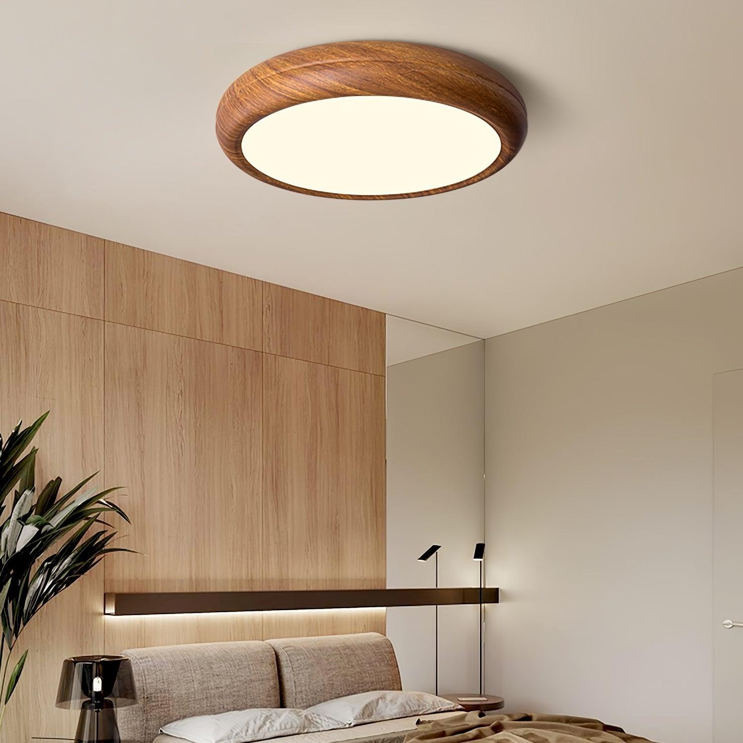 Ronde plafondlamp met houtnerf HL825