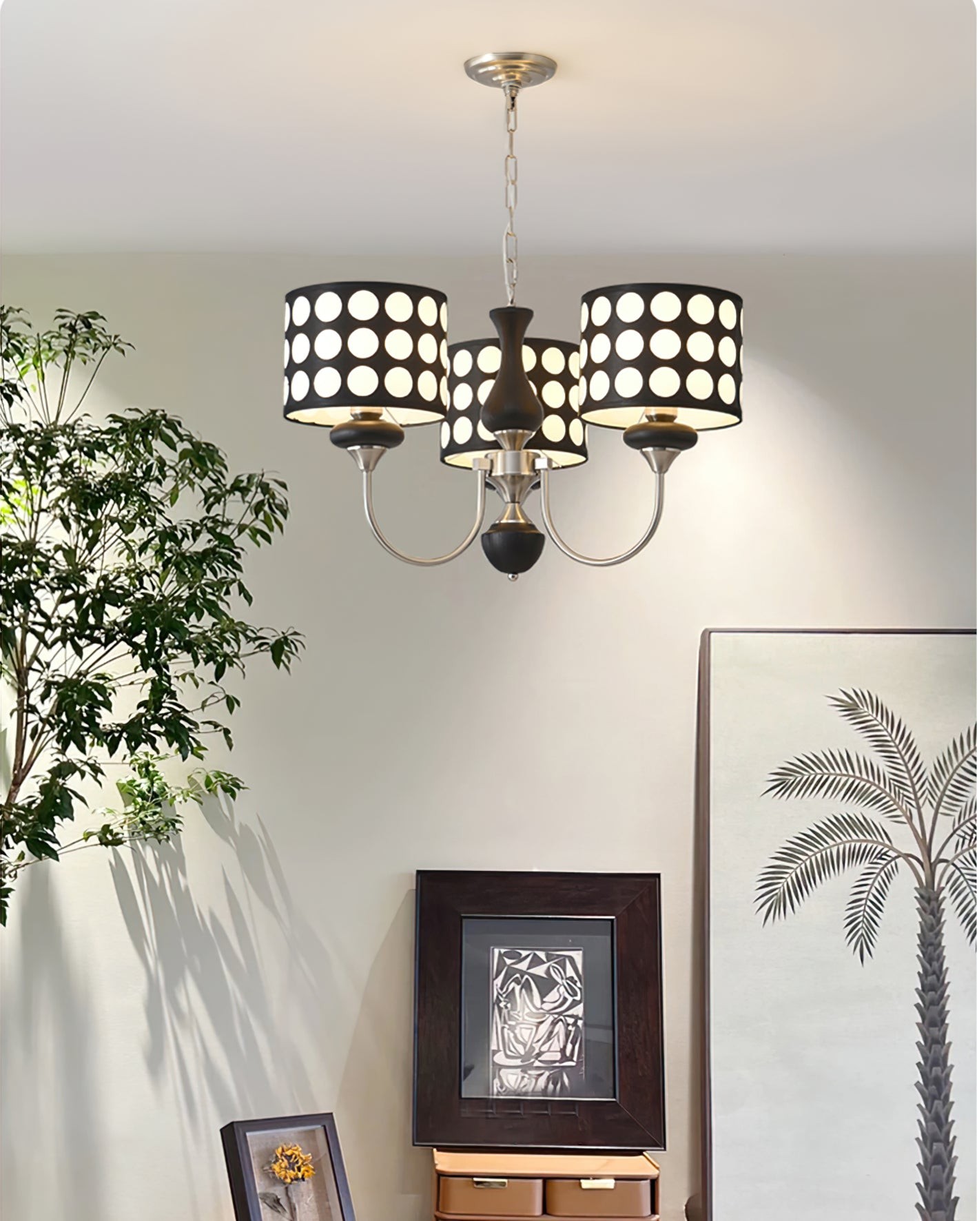 Moderne luxe zwarte kroonluchter met meerdere koppen en stippen HL1121