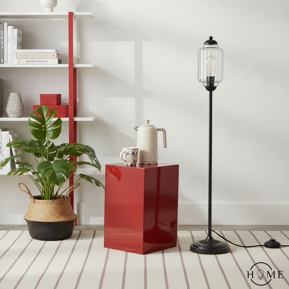 Eloise Vloerlamp van getextureerd glas in pompoenvorm - Organisch artistiek ontwerp en retrostijl voor de woonkamer HL2510