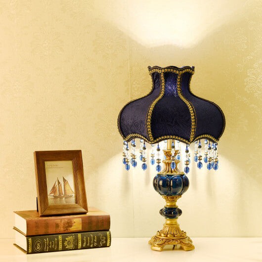 Palace Decoration Design Donkerblauwe Stoffen Tafellamp HL875