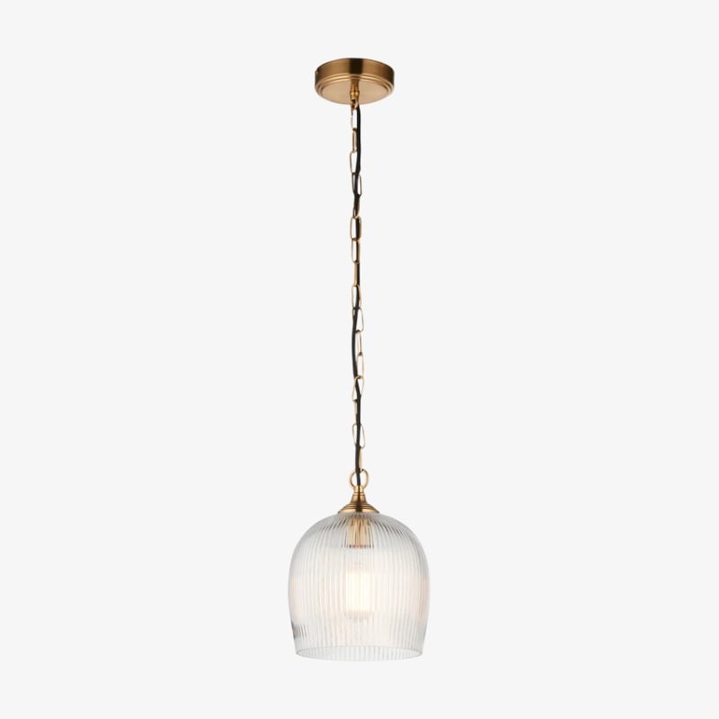 Brazara Hanglamp met Glazen Koepel - Klassiek ontwerp met Metalen Rand voor Keuken en Eetkamer HL2110