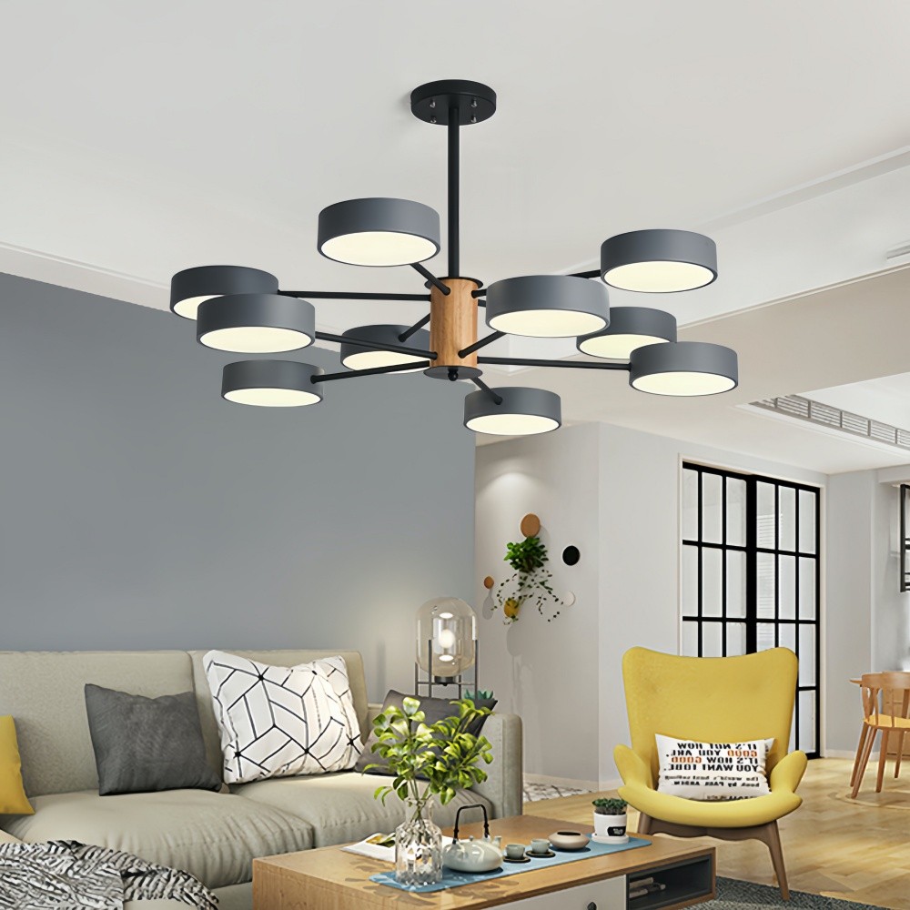 Scandinavische kroonluchter met houten takken - Sputnik Disc LED-lamp HL1352