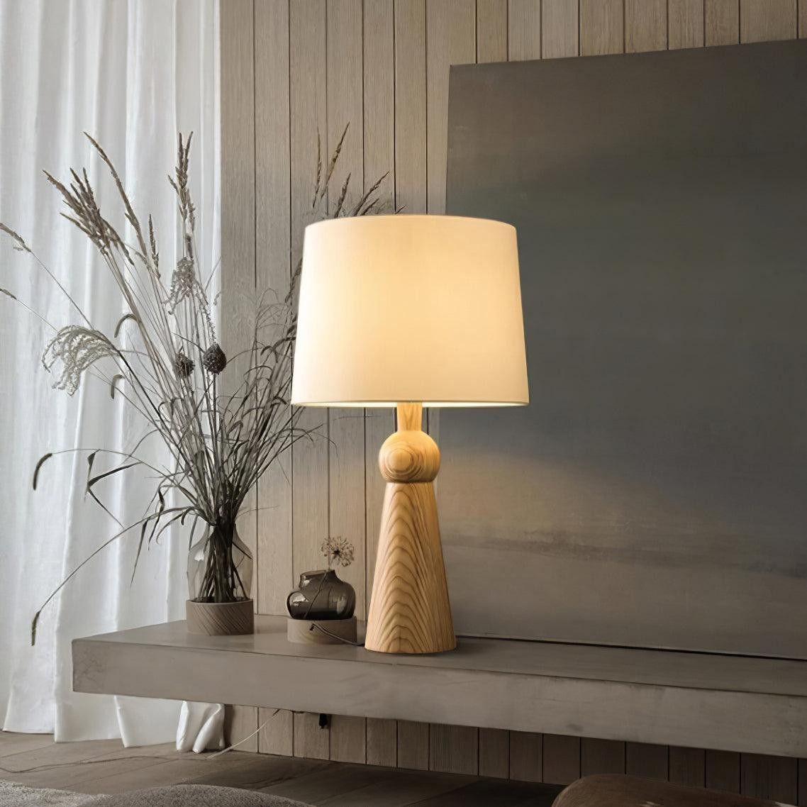 Nordic Retro Massief Houten Stoffen Tafellamp HL372