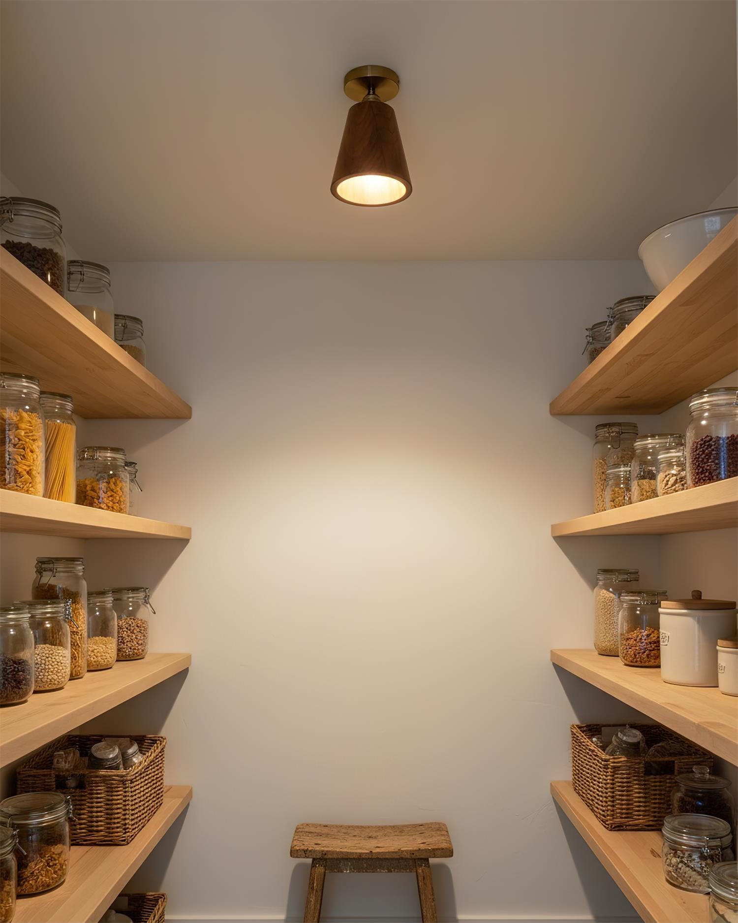 Plafondlamp met kraag van hout HL2788