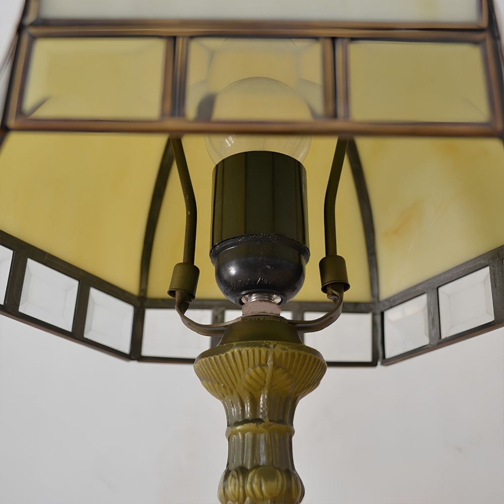 TF Tivanny Art Deco tafellamp met glas-in-lood - Vintage stijl voor slaapkamer of woonkamer HL3566