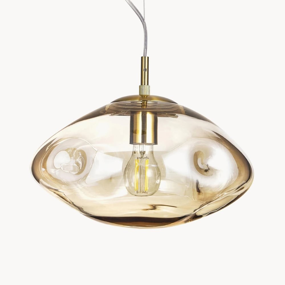 Glissora Soft Curved Glass Pendant Light - Hanglamp van glas en metaal voor eetkamer en keukeneiland HL1981