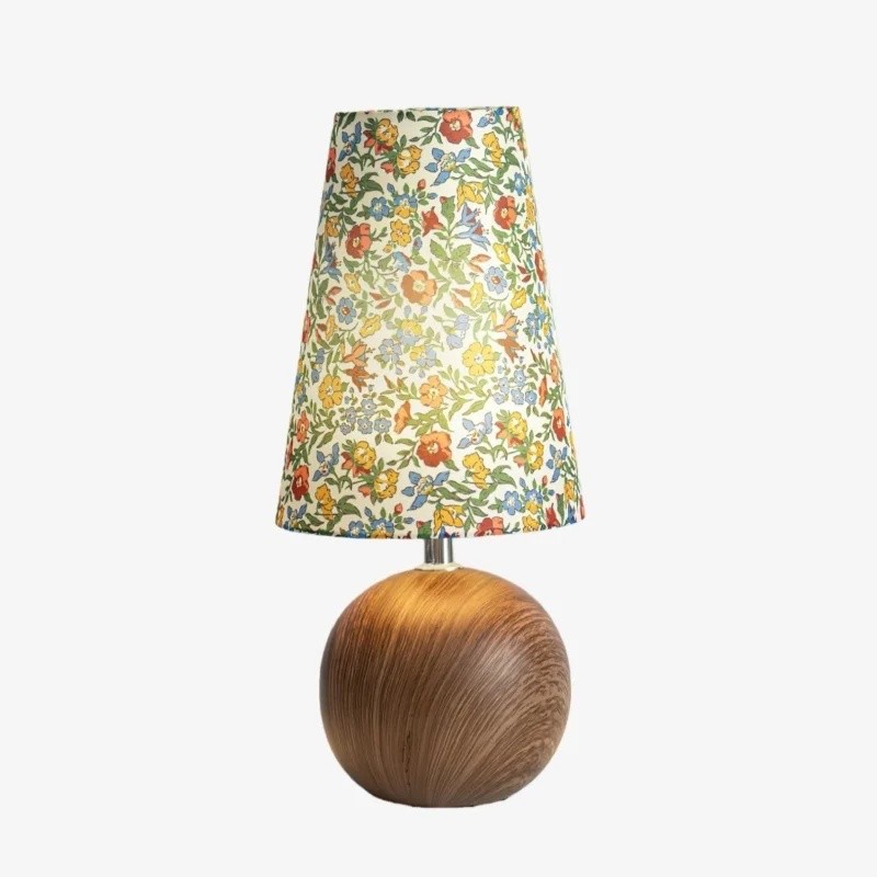 Florence decoratieve tafellamp met bloemenmotief — Stijlvolle sfeerverlichting met houten details voor thuis HL2338