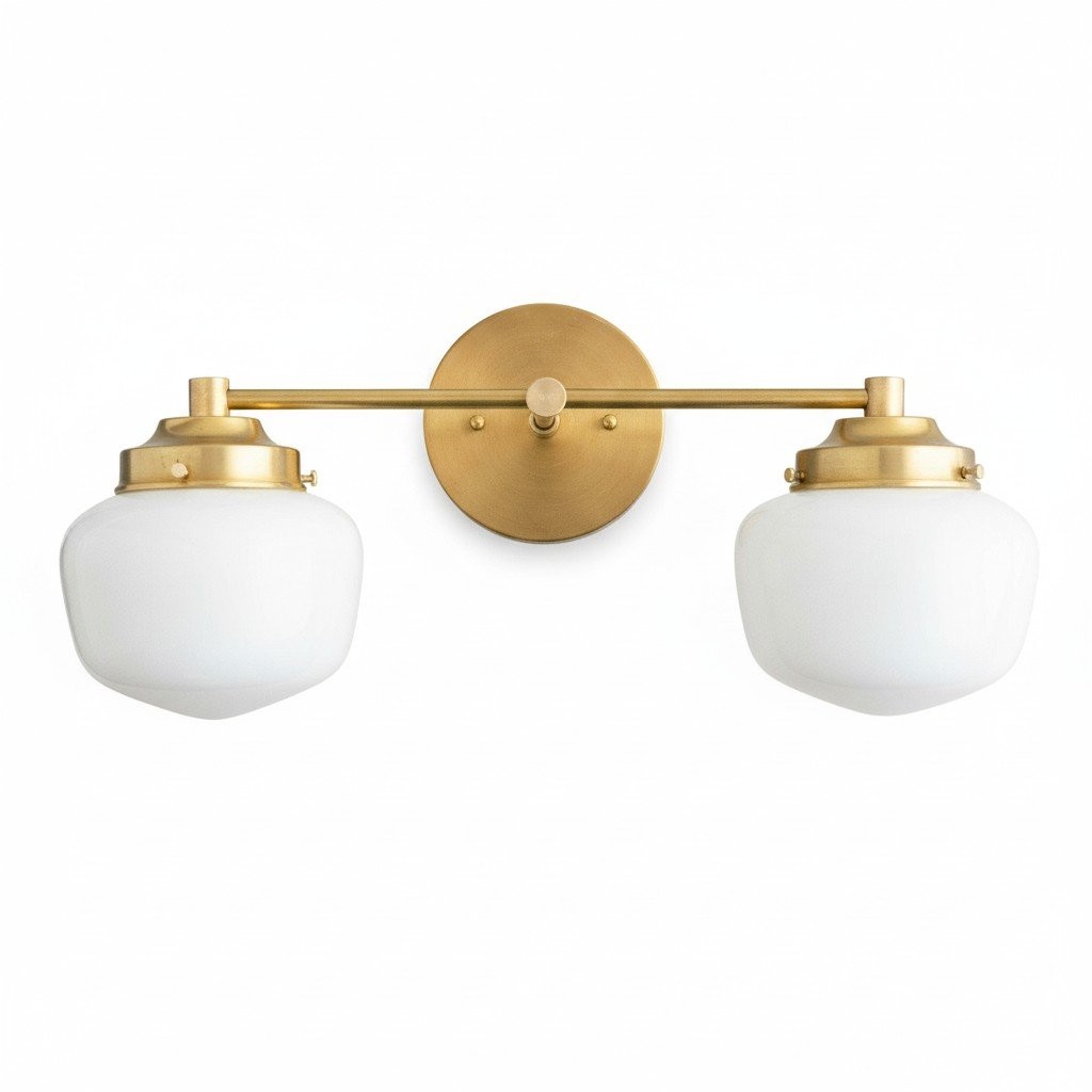 Opalume glazen Art Deco badkamerlamp - wandlamp met witte glazen kappen HL1668