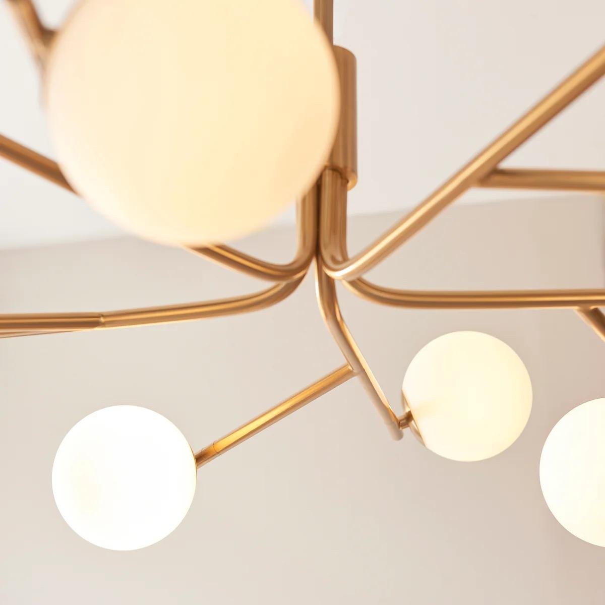Tivara Mid-Century Modern 10-lichts hanglamp - Kroonluchter met bolvormige kappen voor hoge plafonds HL2058