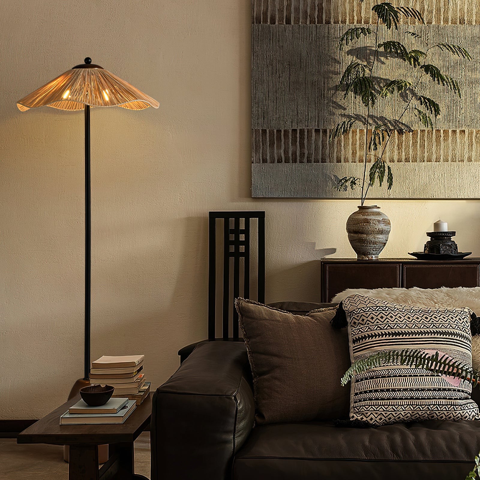 Retro strohoed vloerlamp HL1184