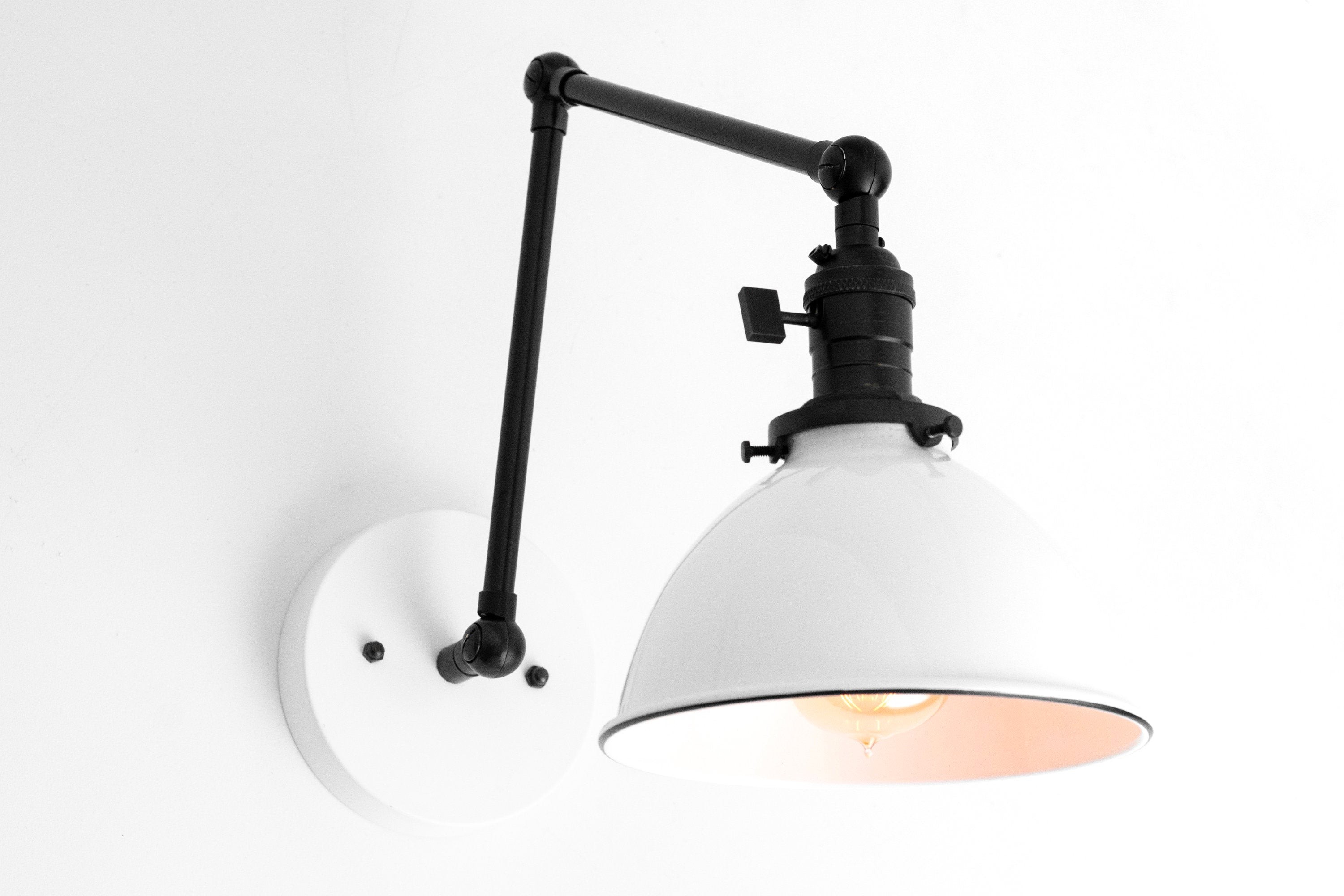 Conique metalen vintage industriële wandlamp met zwenkarm - verstelbare koepelvormige kap voor studie HL1675
