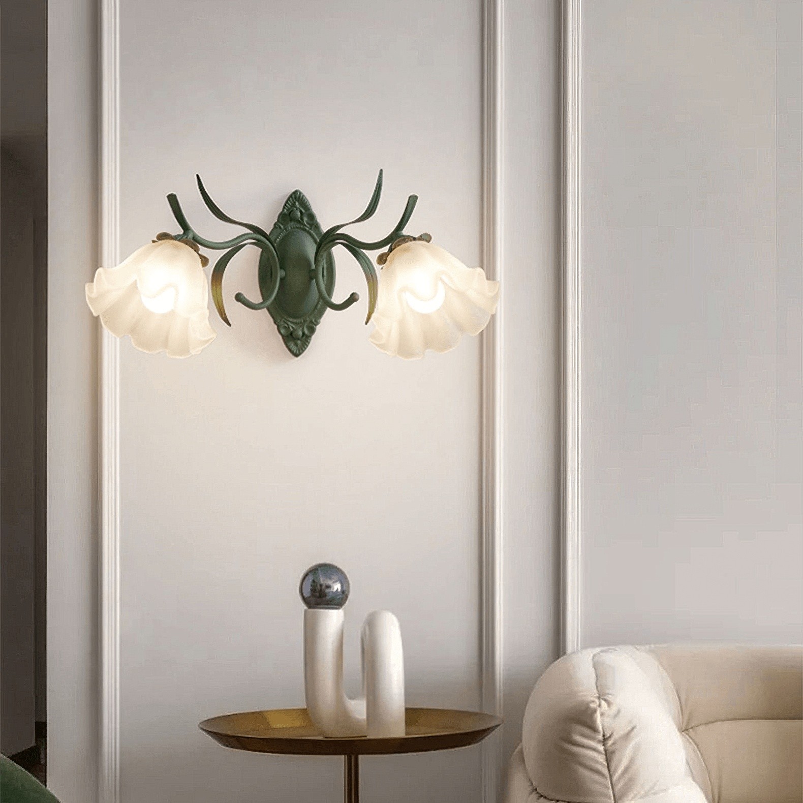 Nordic Retro Leliebloem Glazen Wandlamp HL304