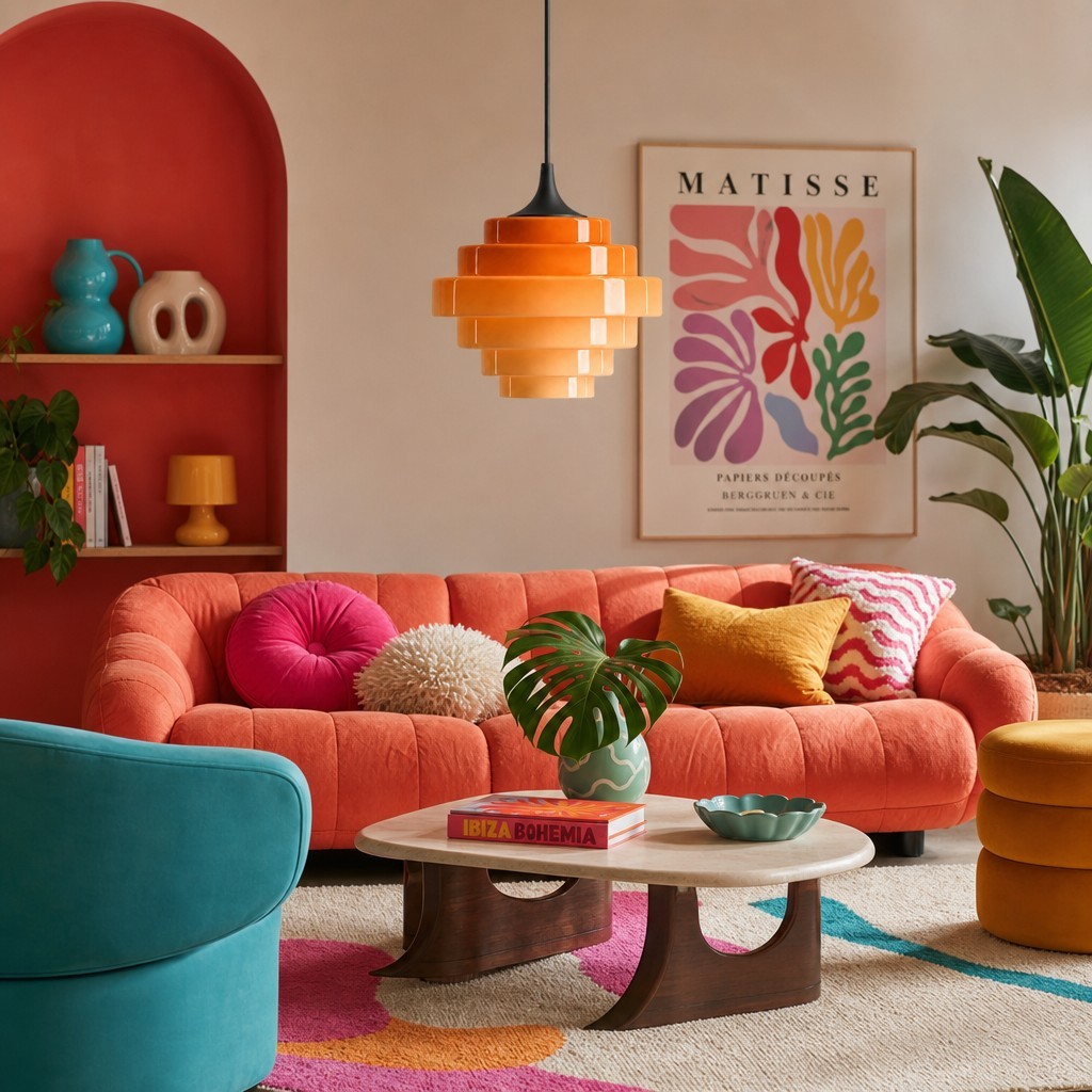 Sanenos Retro Geometrische Hanglamp met Glazen Kap en Kleurverloop voor Woon- of Eetkamer HL3523