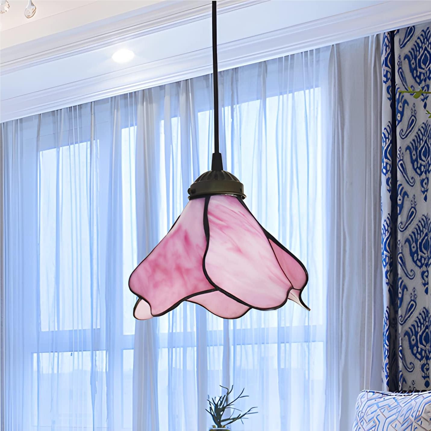 Vintage Lotusbloem Glazen Hanglamp HL129