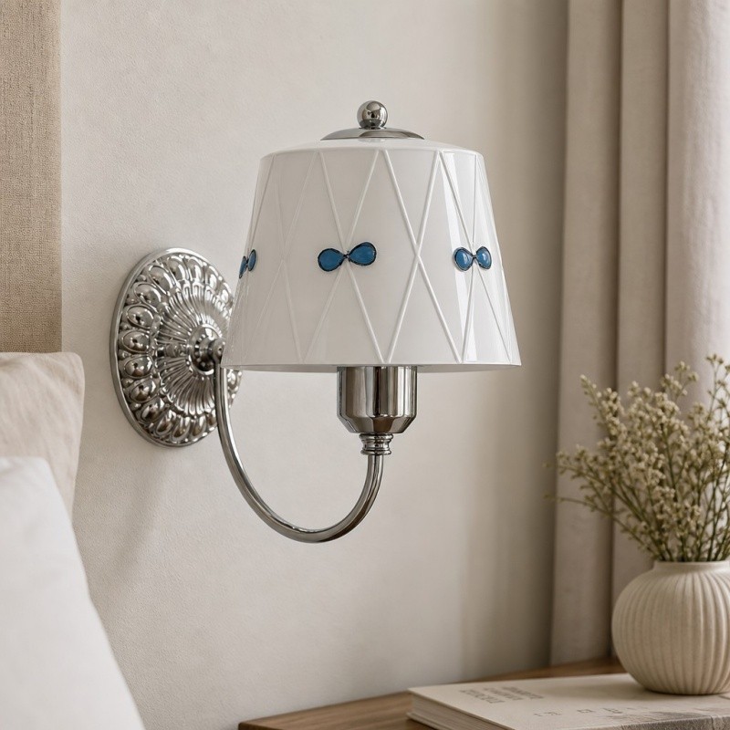 Billa glazen wandlamp met strik - Vintage artistiek ontwerp voor slaapkamer en hal HL3598