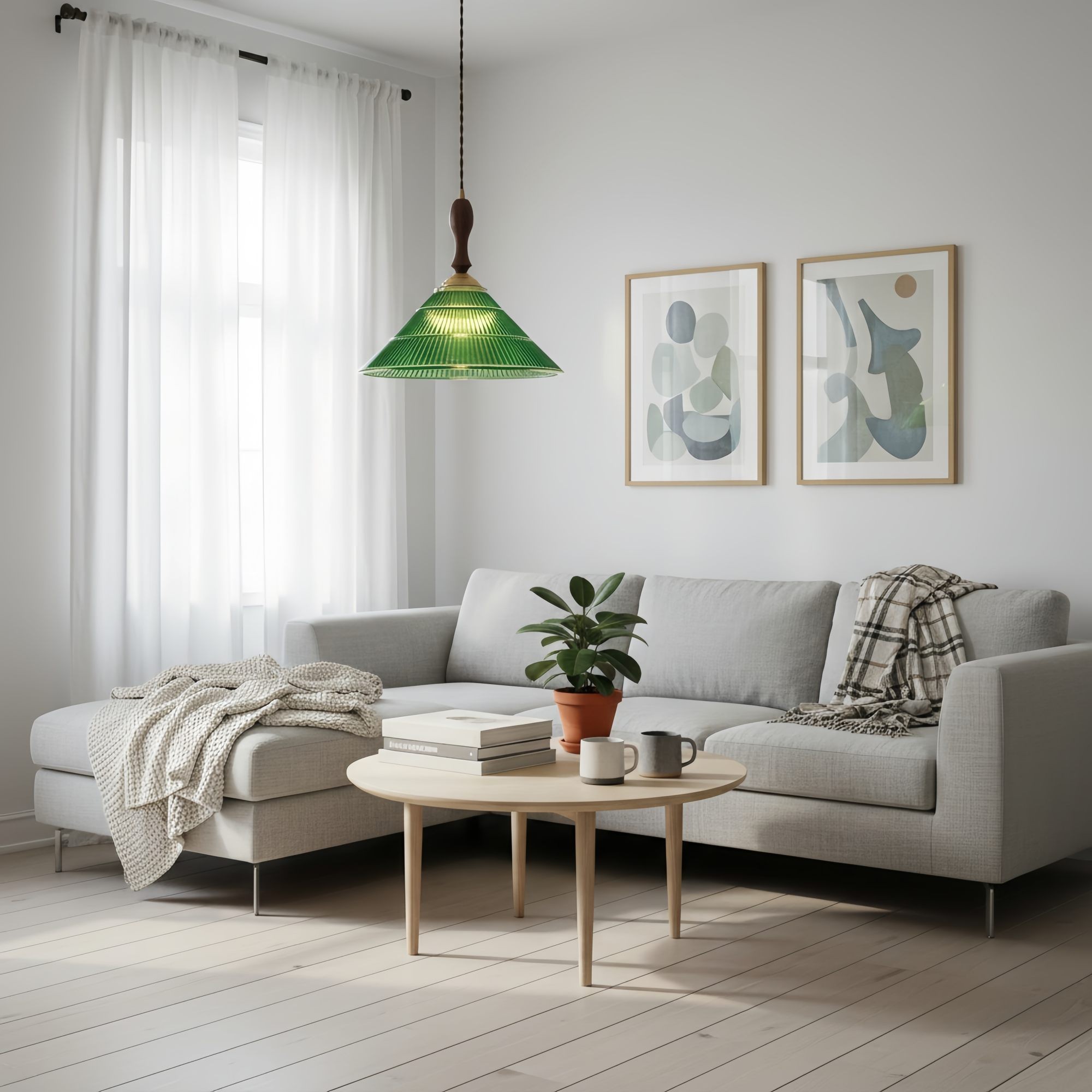 Elunaris Vintage Trompetvormige Hanglamp met Groene Glazen Kap voor de Eetkamer HL2455