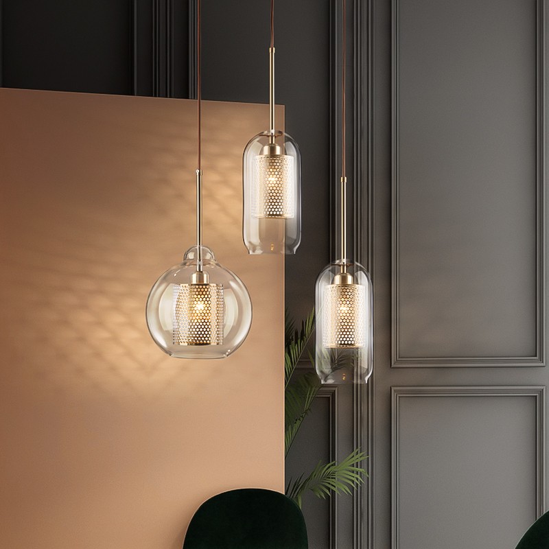 Vintage Glazen Hanglamp Industriele Woonkamer HL41
