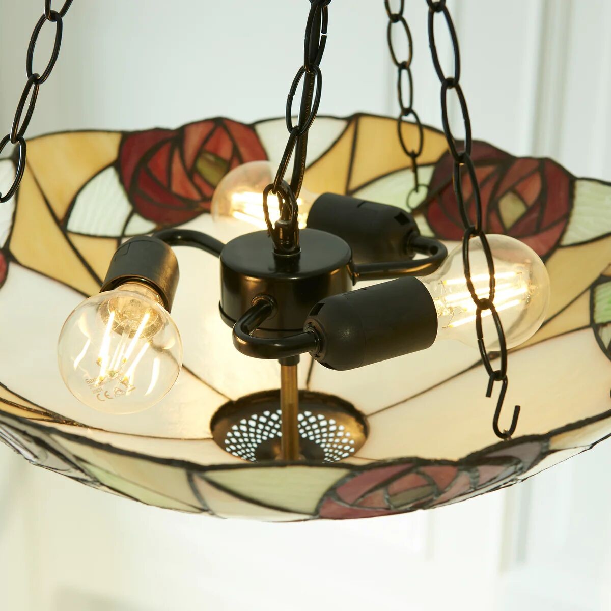 TF Ingram handgemaakte plafondlamp van gebrandschilderd glas - Vintage Art Deco Tiffany-lamp voor de eetkamer HL2219