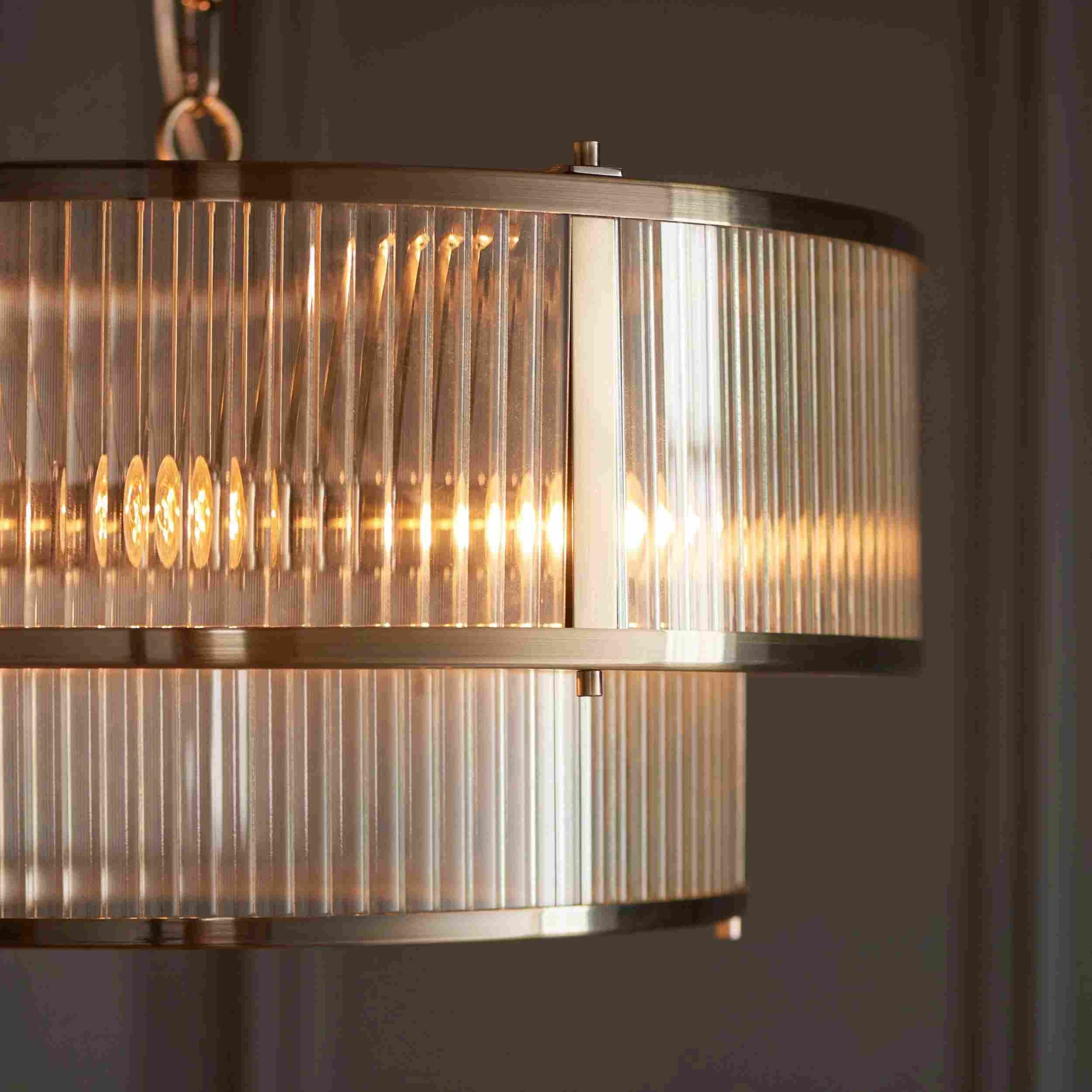 RibGlow Hanglamp met geribbeld glas - Hanglamp in antieke stijl voor de eetkamer HL2044