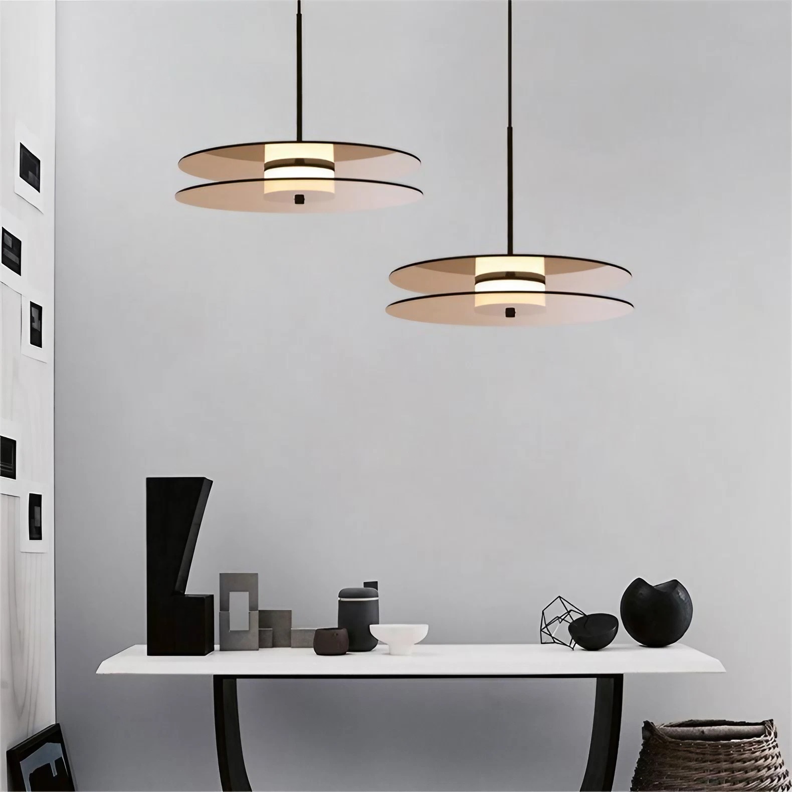 Bar art hanglamp met noorse glazen schijf HL17