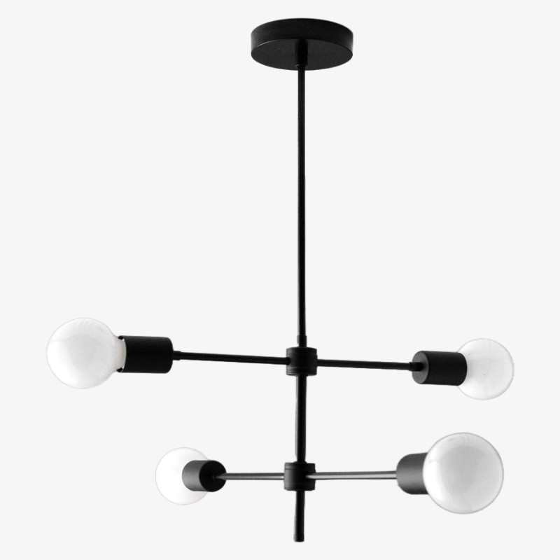 Mobilux Line zwarte en messing kroonluchter - moderne bolvormige plafondlamp HL1699