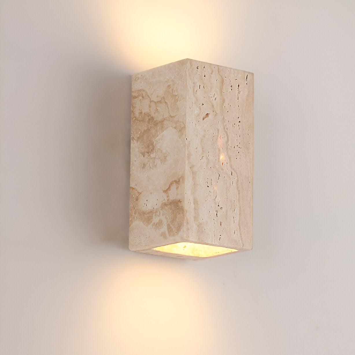 Minimalistische LED-wandlamp voor buiten van travertijnsteen HL1278