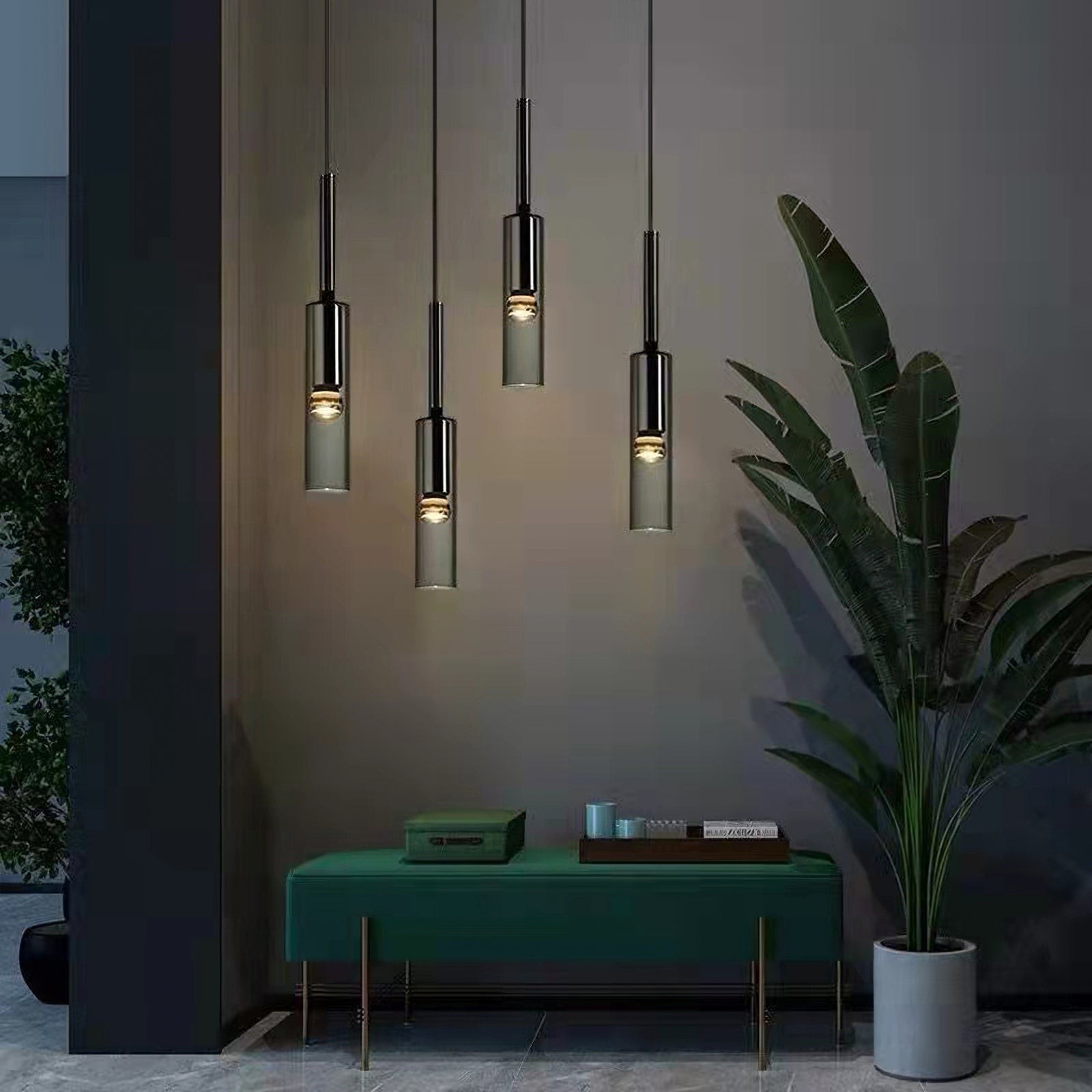 Moderne cilindrische glazen hanglamp HL961