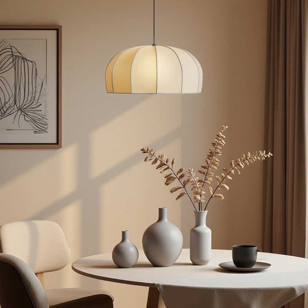 Hanglamp van zijdekoepel - elegante stoffen lamp voor eetkamer HL1323