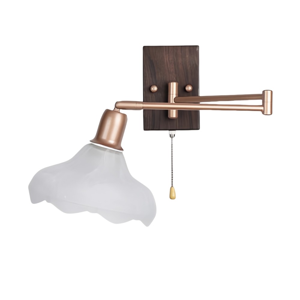 Franse ijzeren glazen bloemenwandlamp met zwenkarm en rits HL1087