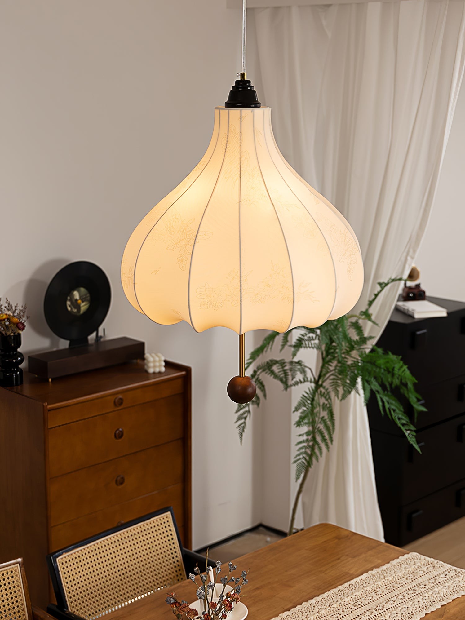 Retro Kastanje Stoffen Hanglamp HL495