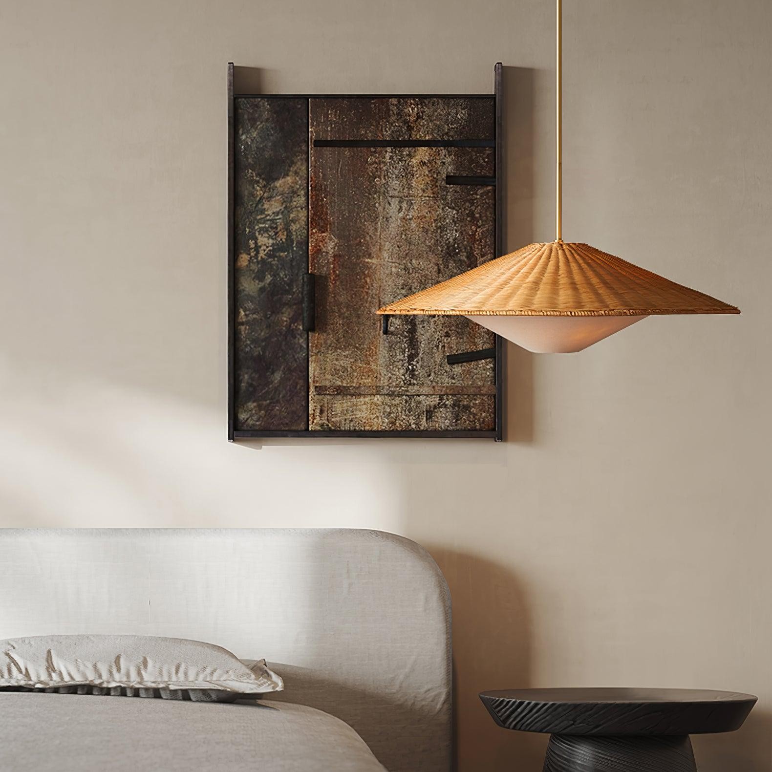 Hanglamp in de vorm van een rotan hoed, geschikt voor de woonkamer HL796