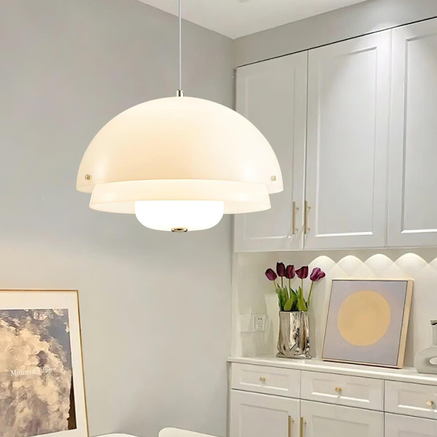 Moderne Melk Witte Multilagen Sferische Hanglamp HL309