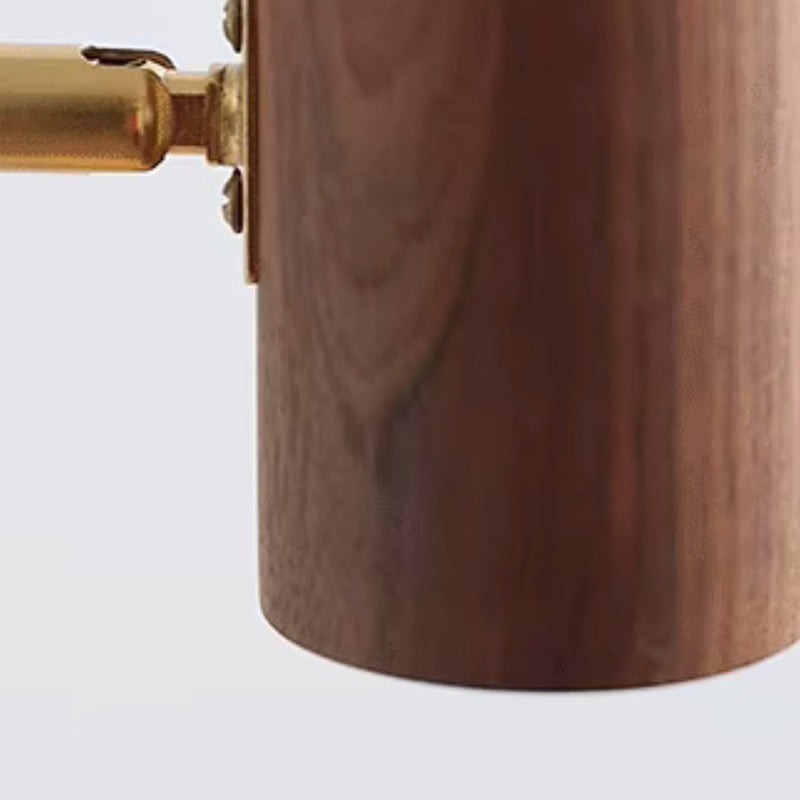 Verstelbare wandlamp met cilindervormige zwenkarm van hout en ijzer HL1085