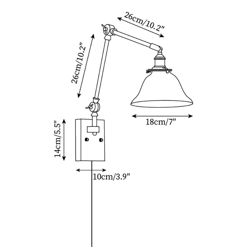 Banker Swing Arm Plug In Wandlamp HL369
