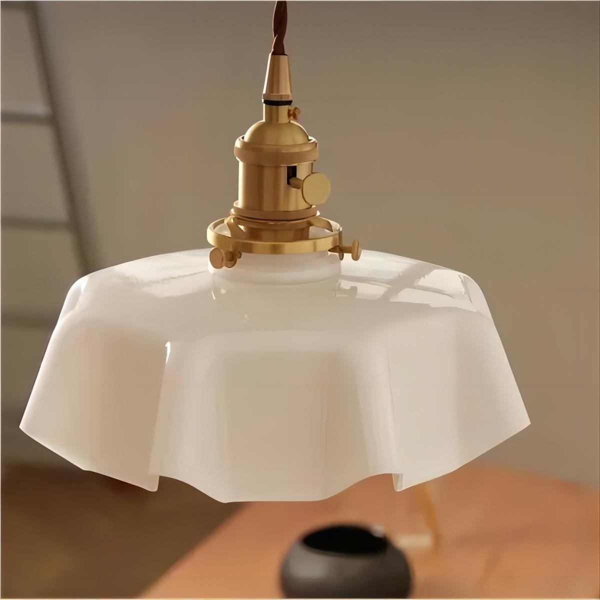 Retro Glazen Bloem Crème Hanglamp HL183