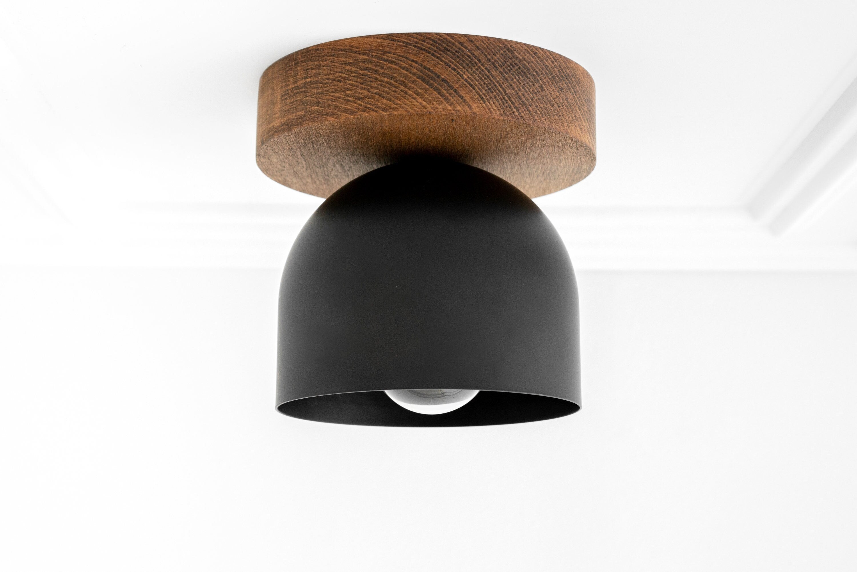 Metio Dome moderne rustieke plafondlamp - houten en metalen fusie HL1734