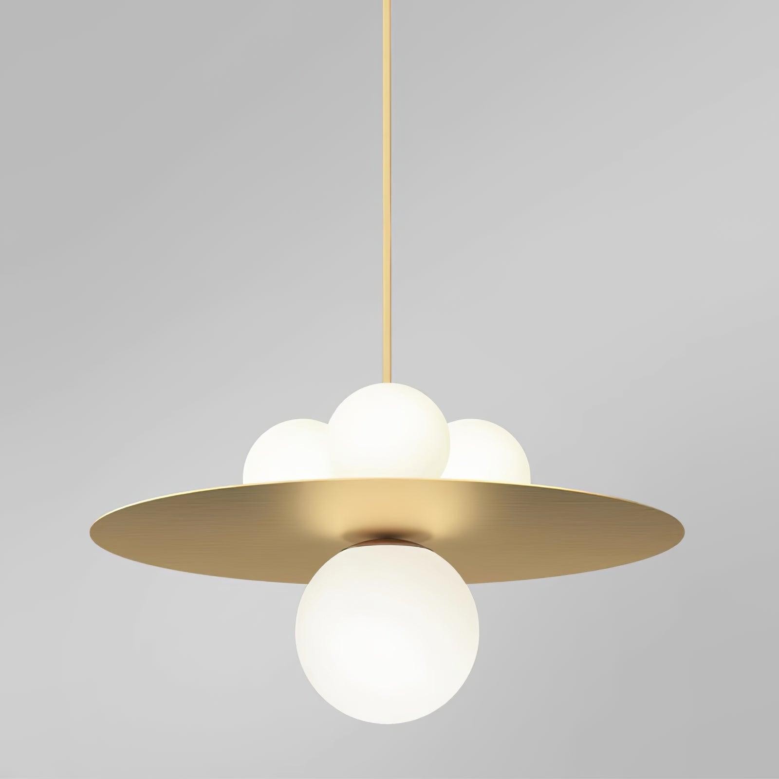 Metalen schijf met bol hanglamp HL414