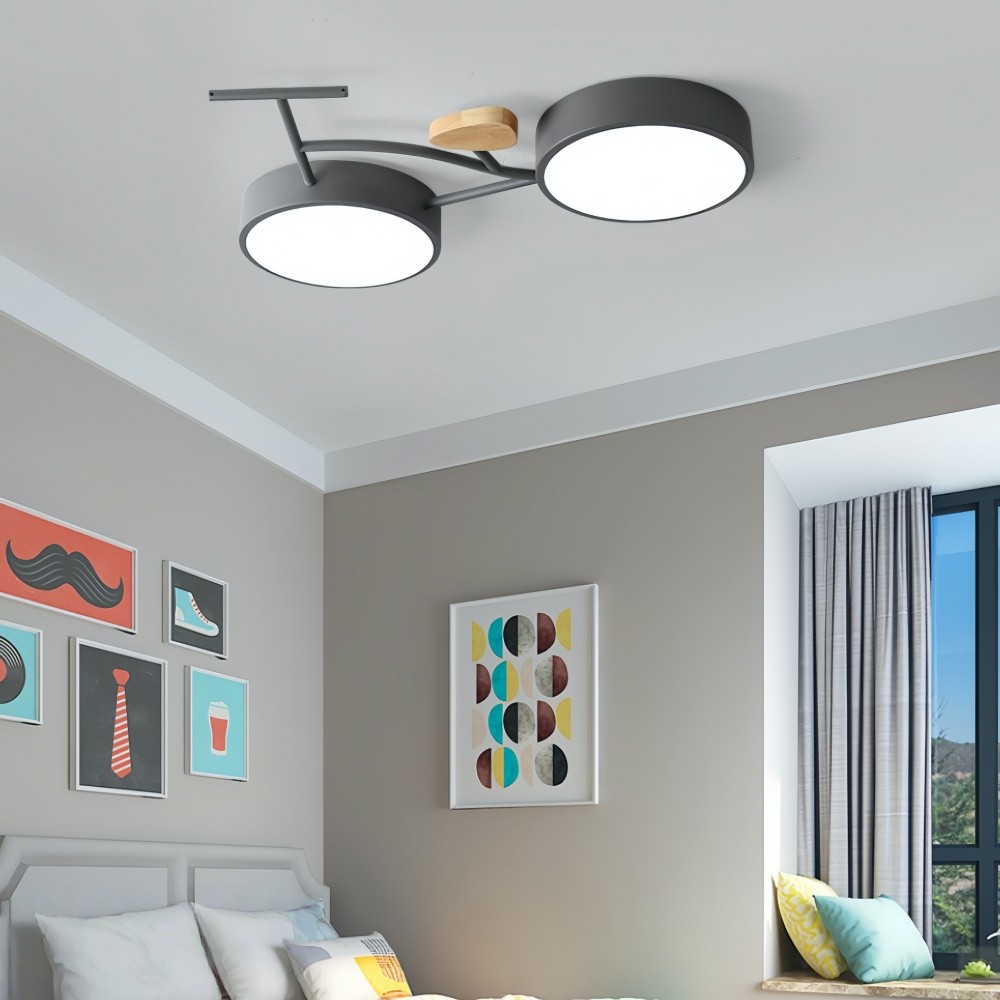Nordic Wood Disc Plafondlamp - Fiets LED Lamp voor Kinderkamer HL1350