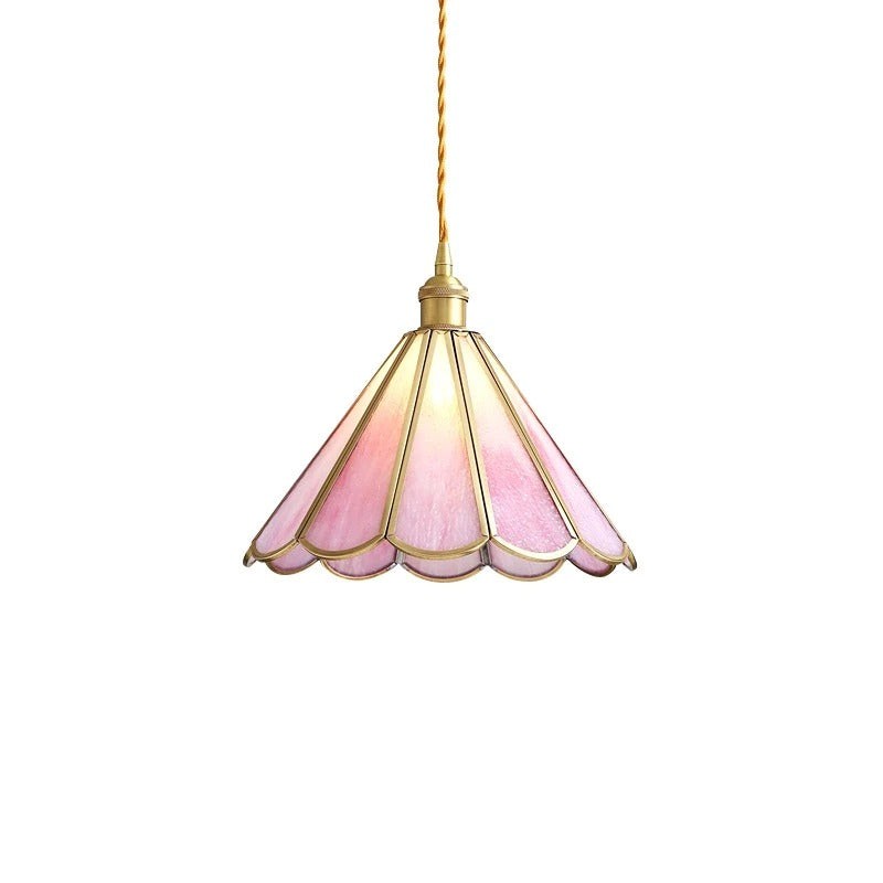 Romantische Retro Messing Glazen Hanglamp HL66