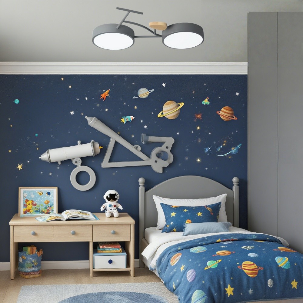 Nordic Wood Disc Plafondlamp - Fiets LED Lamp voor Kinderkamer HL1350