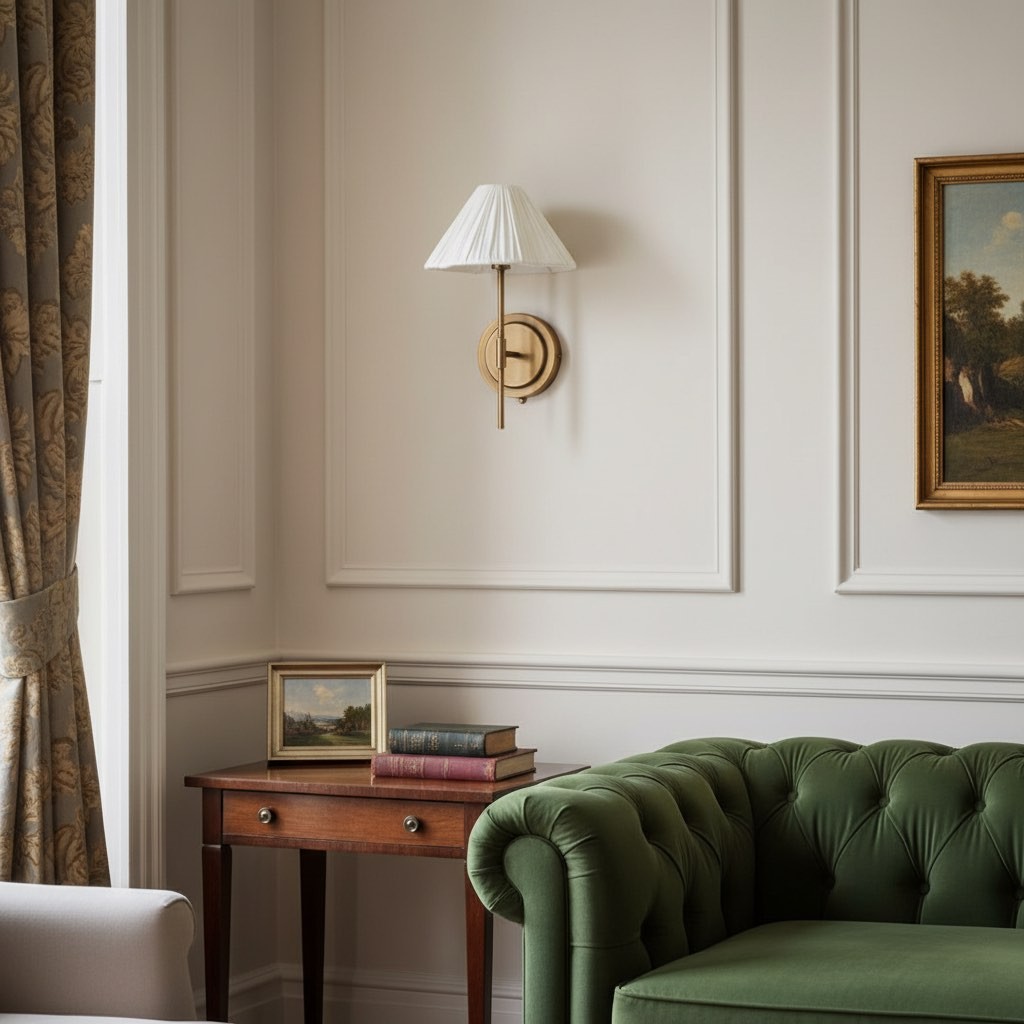 Lindi - wandlamp met geschulpte rand van verouderd messing en linnen HL1804