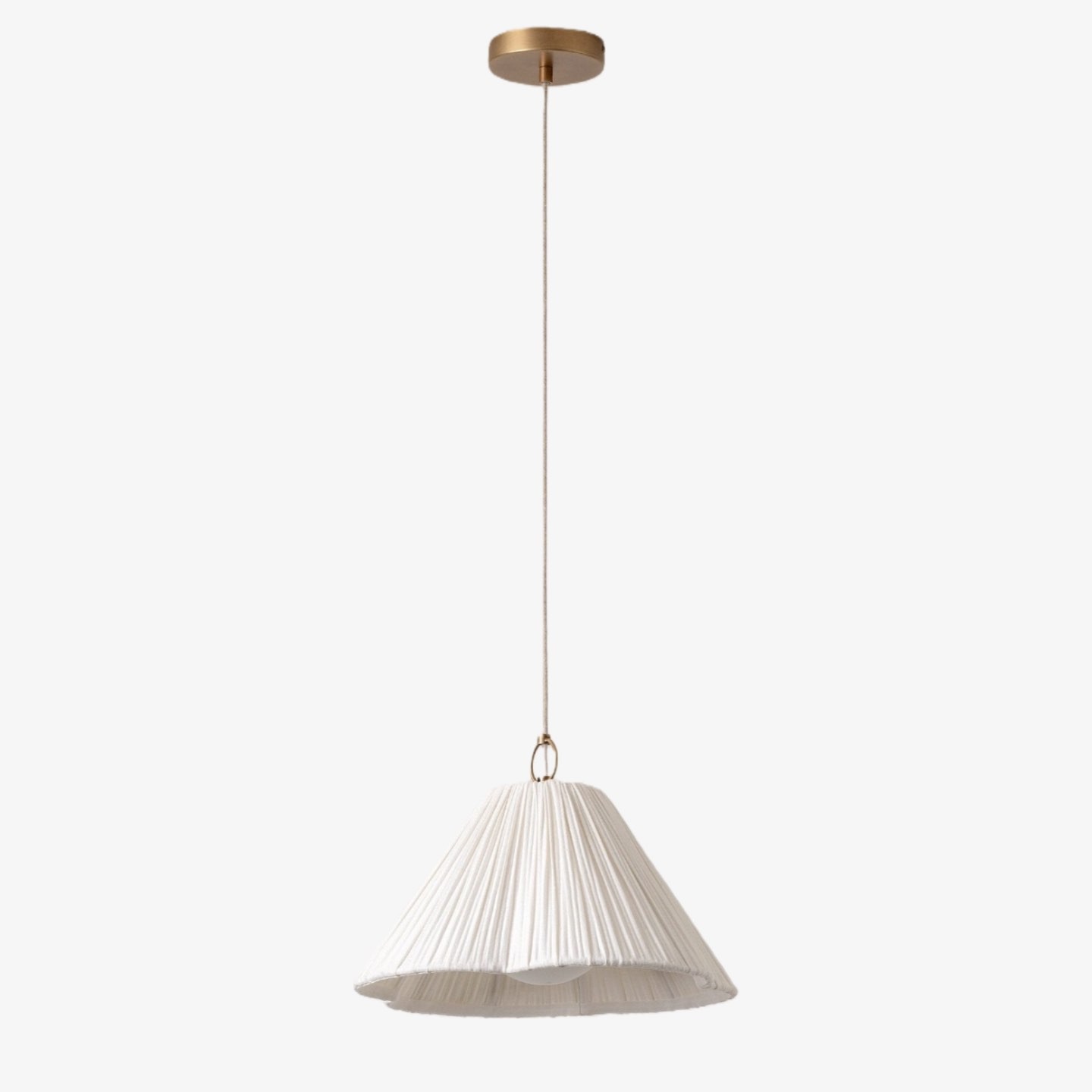 Lindi - Kleine antieke messing en linnen geschulpte hanglamp HL1800