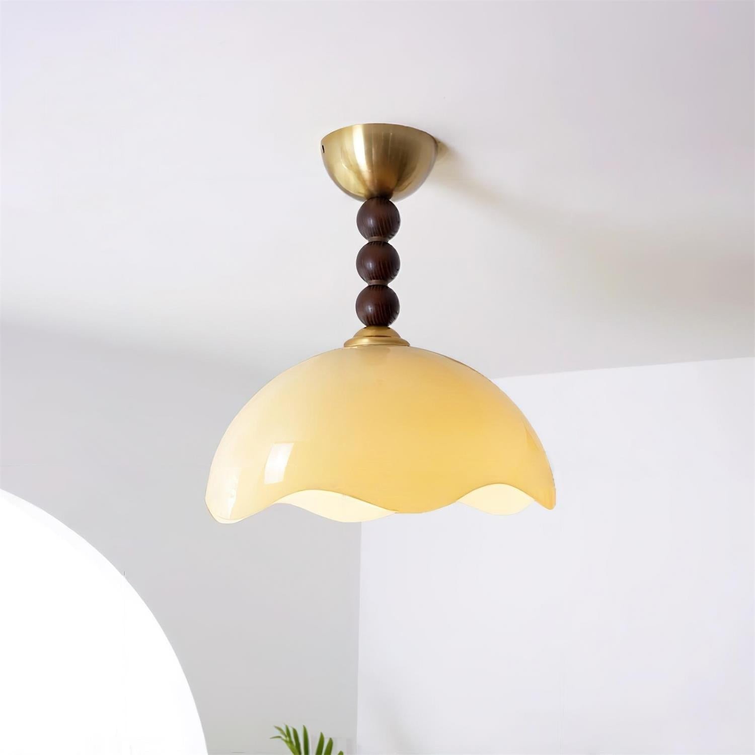 Vintage crèmekleurige eierschaalgolfplafondlamp HL831