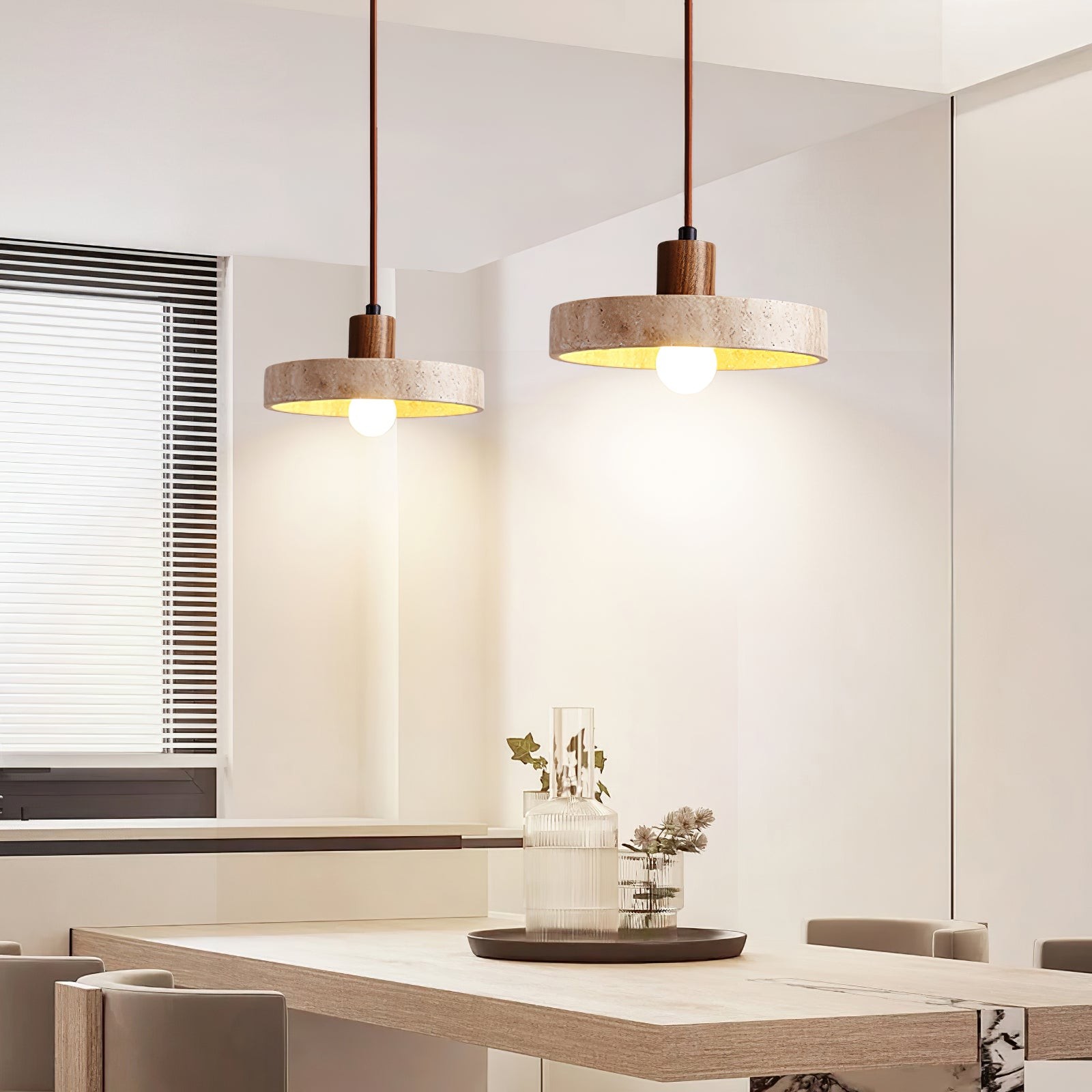 Nordic Travertine schijfvormige hanglamp HL1113