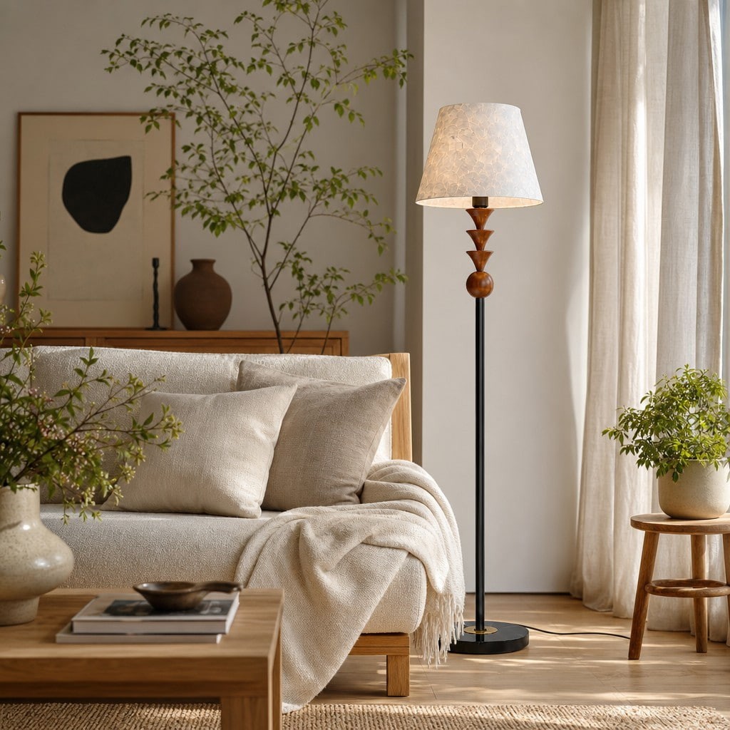 Micahell Moderne Vloerlamp - Trapsgewijze Schelpkap Staande Lamp voor Slaapkamer HL3525