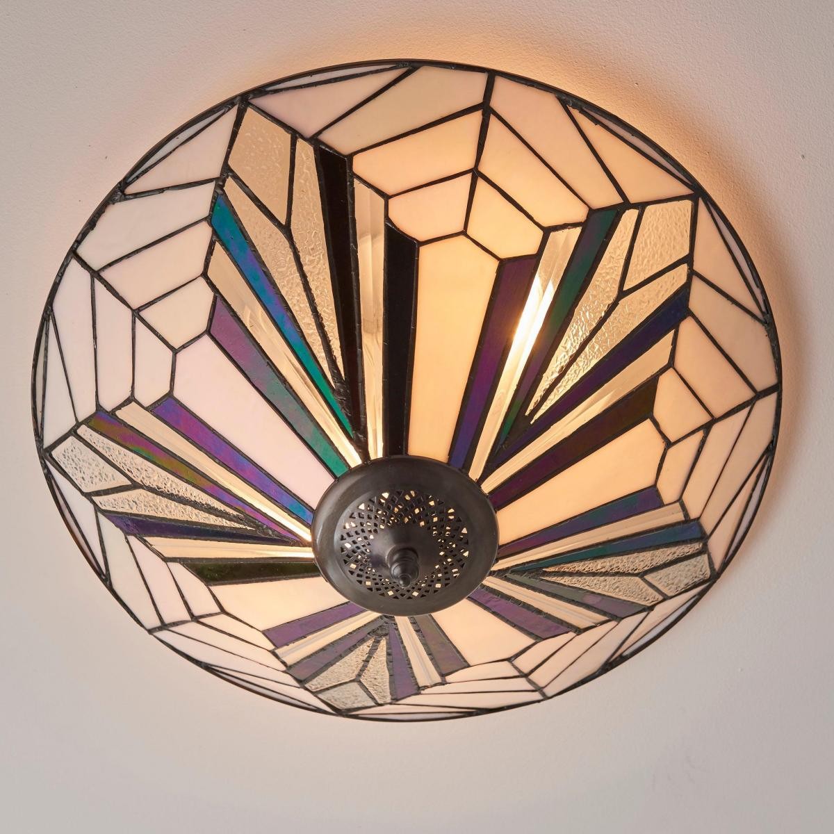 TF Astoria Modern Deco plafondlamp met getextureerd glas - Elegante woonlamp HL2244