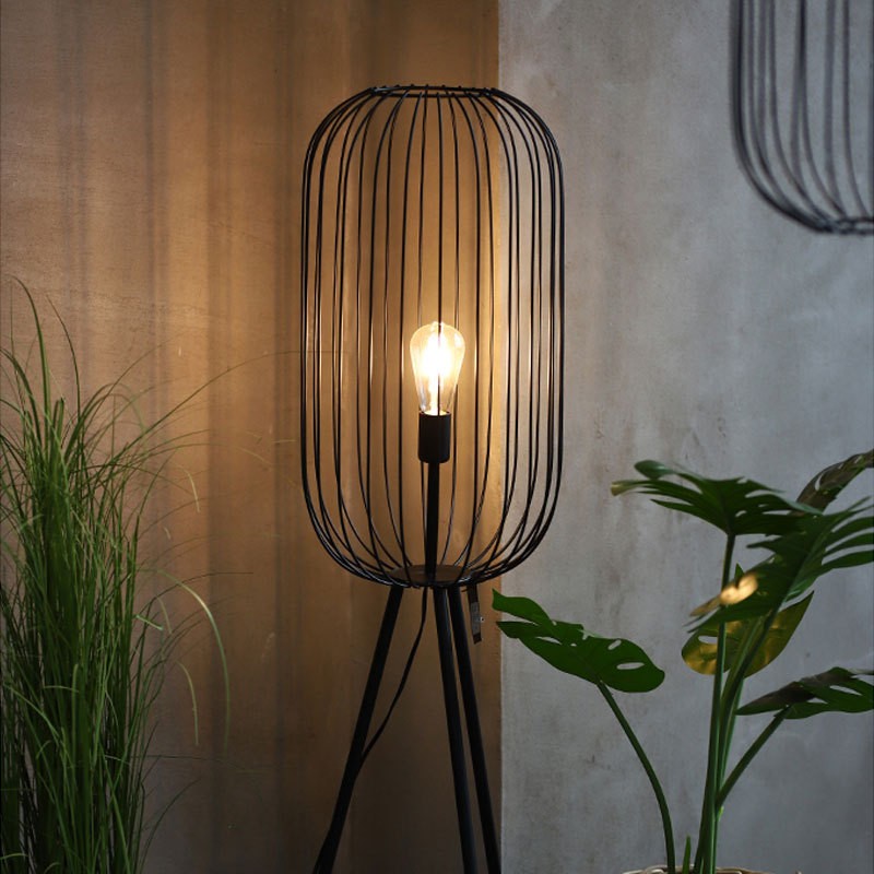 Industriële ijzeren streep kooivloerlamp HL128